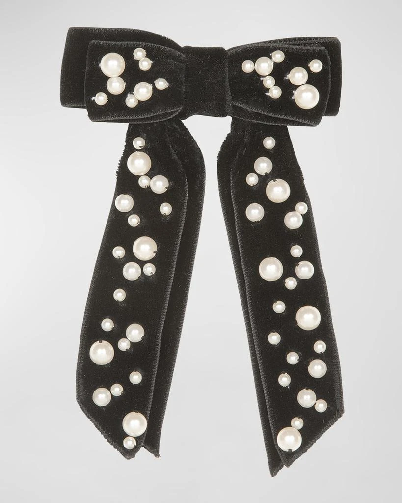 Jennifer Behr Teagan Pearly Velvet Bow Barrette 1
