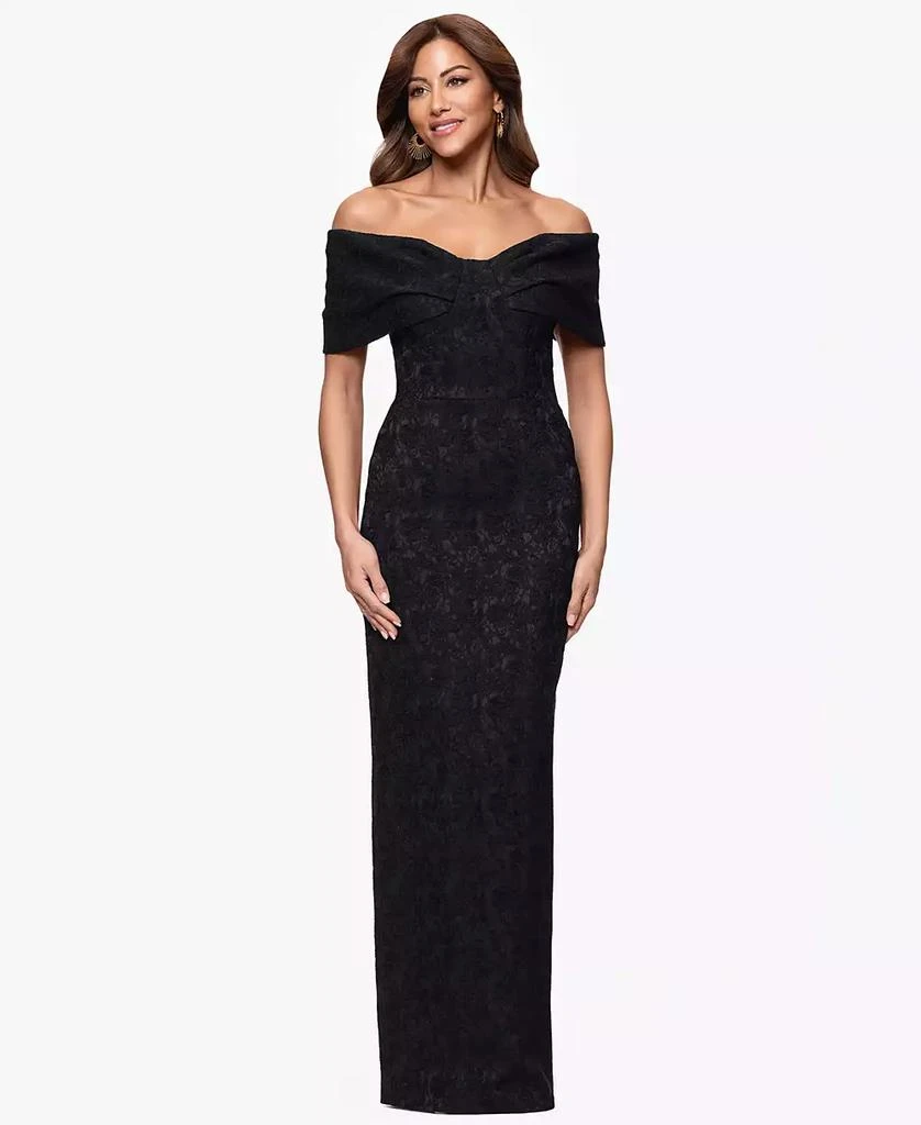 Betsy & Adam Petites Jacquard Knit Off-The-Shoulder Long Dress 1