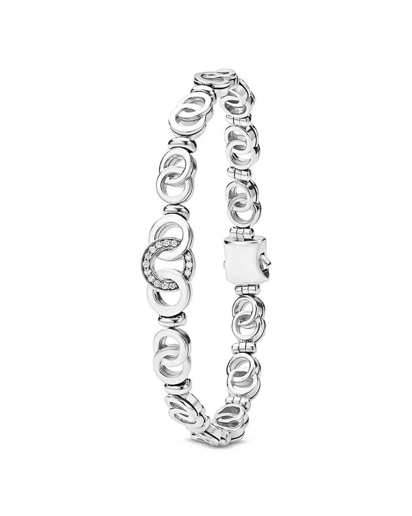 LAGOS Sterling Silver Signature Caviar Diamond Circle Interlocking Link Chain Bracelet 5