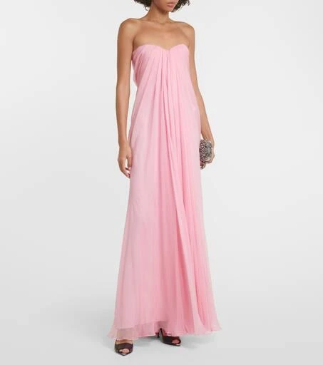 Alexander McQueen Strapless draped silk chiffon gown 2