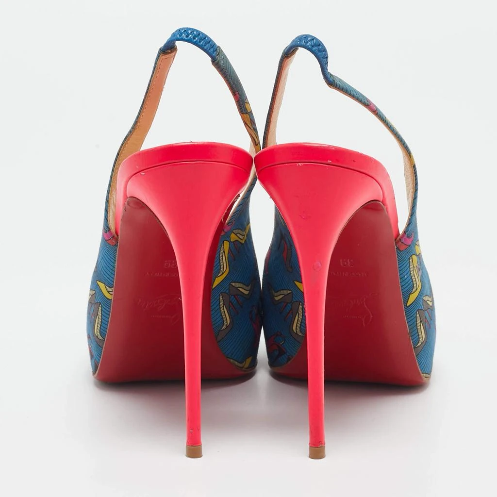 Christian Louboutin Christian Louboutin Multicolor Printed Fabric Private Number Slingback Pumps Size 39 5