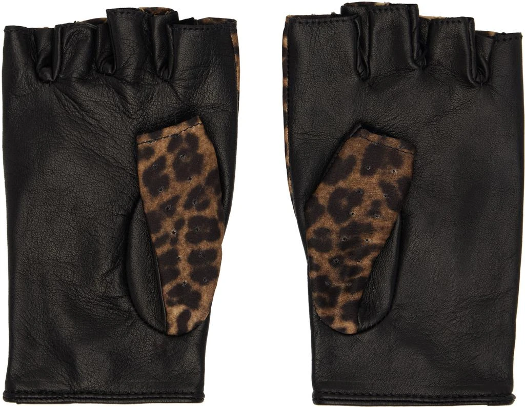 Ernest W. Baker Black 
Beige Open Finger Driving Gloves 2