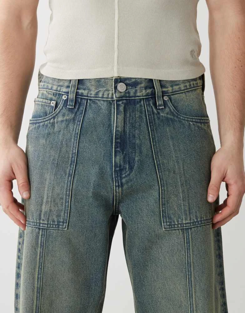PacSun Pacsun patch pocket utility jeans in dark indigo 5