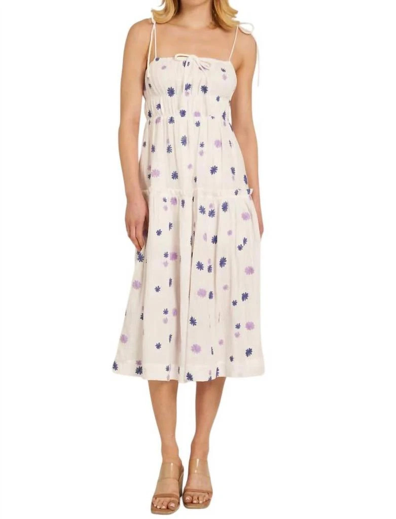 En Creme En Creme - SPAGHETTI STRAP MIDI DRESS WITH EMBROIDERED FLOWER DETAIL 2