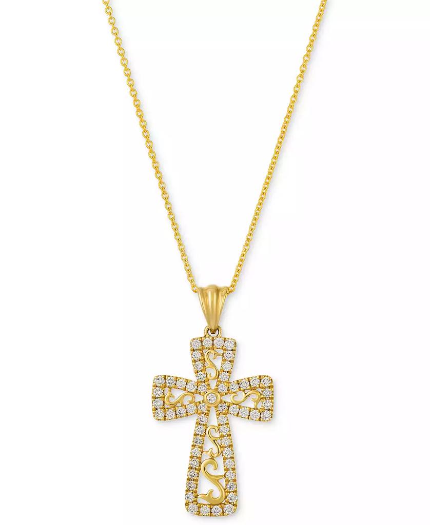 Le Vian Nude Diamond™ Cross Pendant Necklace (3/8 ct. t.w.) in 14k Yellow Gold, 20"