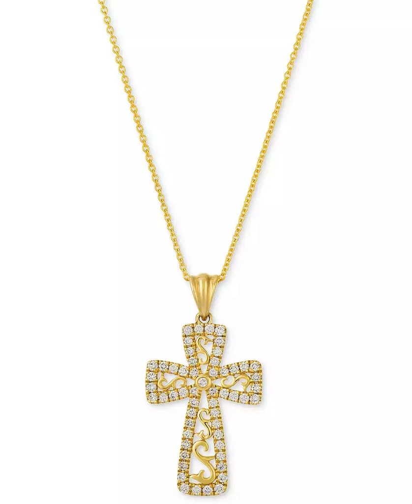 Le Vian Nude Diamond™ Cross Pendant Necklace (3/8 ct. t.w.) in 14k Yellow Gold, 20" 1