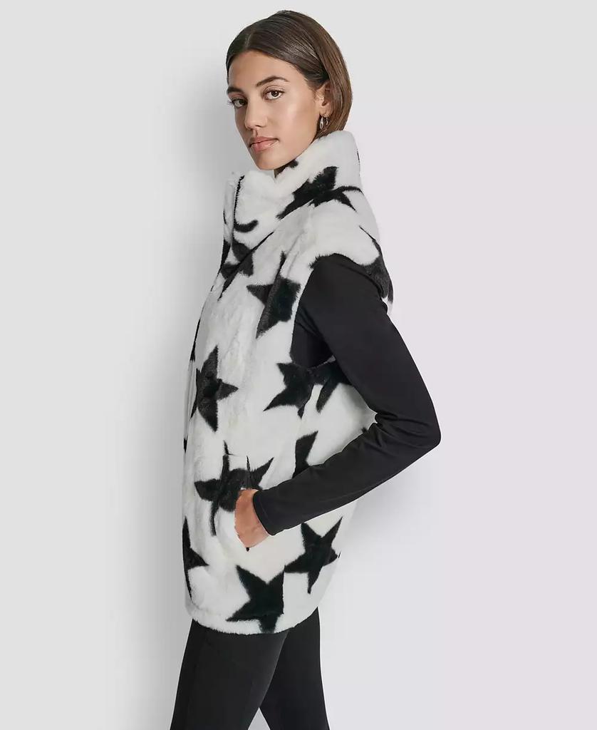 DKNY Women's Star Print Faux Fur Vest