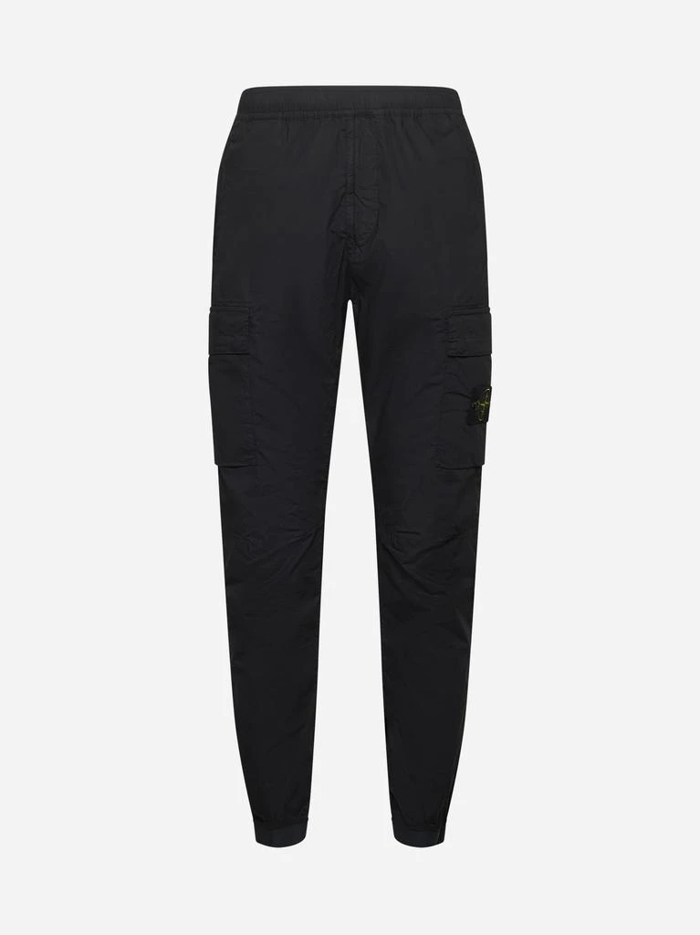 STONE ISLAND Blue stretch cotton cargo trousers 1