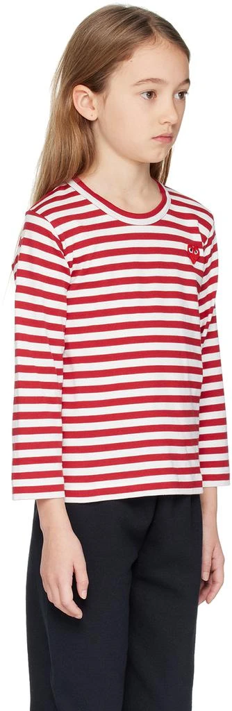 Comme des Garcons Kids White & Red Heart Patch Long Sleeve T-Shirt 2