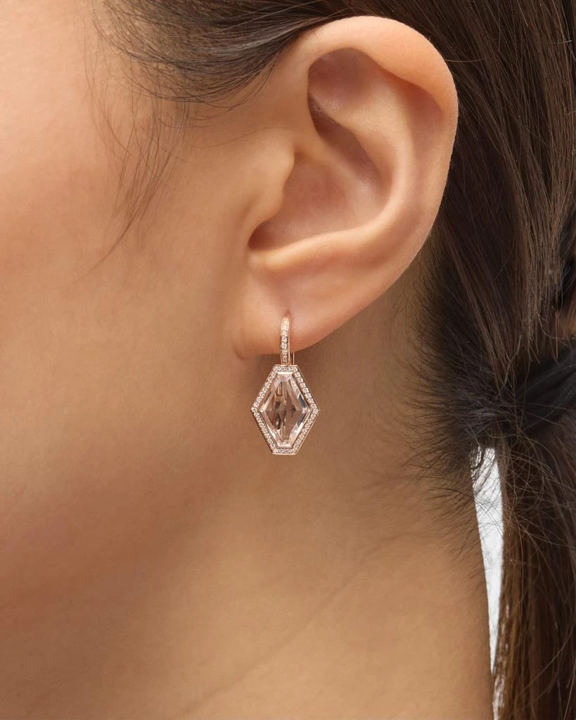 Walters Faith Bell 18K Rose Gold Diamond and Rock Crystal Hexagonal Earrings 2