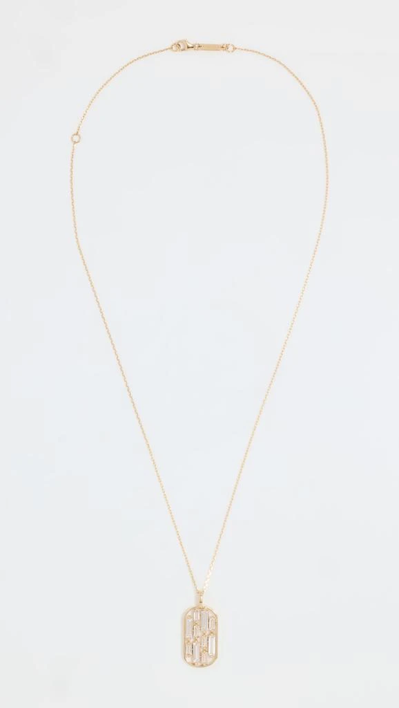 Suzanne Kalan 14k Yellow Gold Inlay Whitetopaz Dog Tag Pendant 3