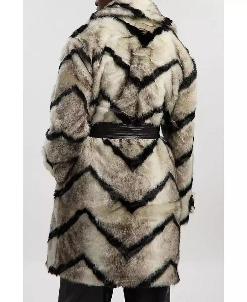 KAREN MILLEN Women
s Mono Faux Fur Belted Longline Coat 6