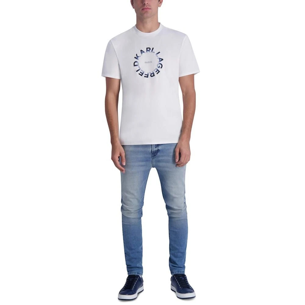 KARL LAGERFELD PARIS Men's Flocked Circle Logo Graphic T-Shirt 4