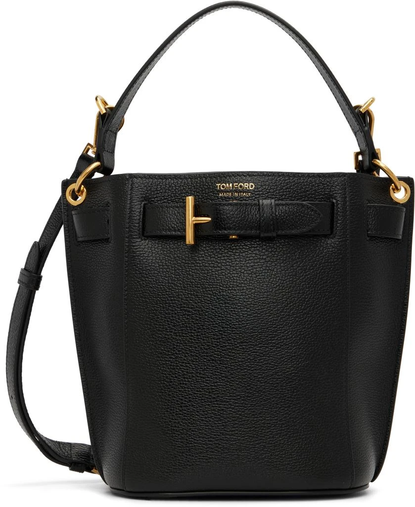 Tom Ford Black Mini Grained Leather Audrey Bucket Bag 1