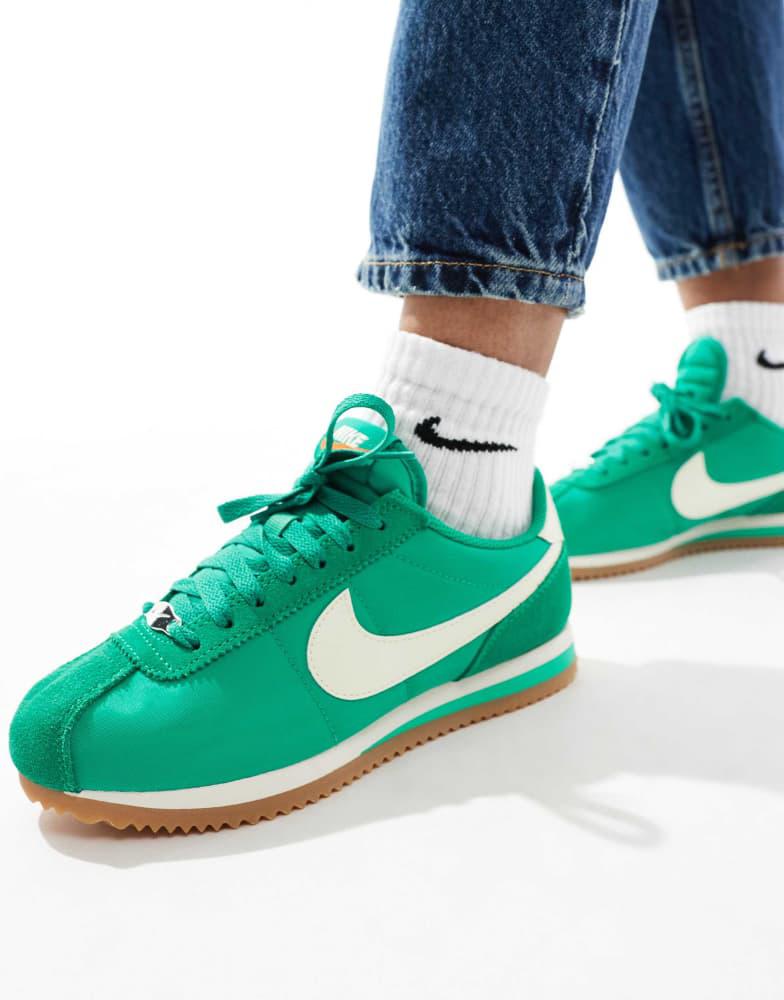 nike cortez white green orange