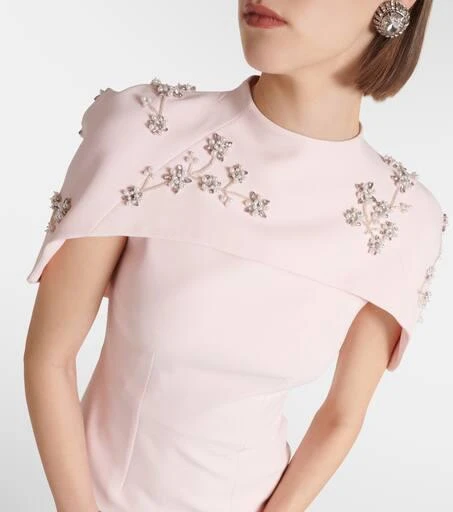 Safiyaa Embellished caped crêpe gown 4