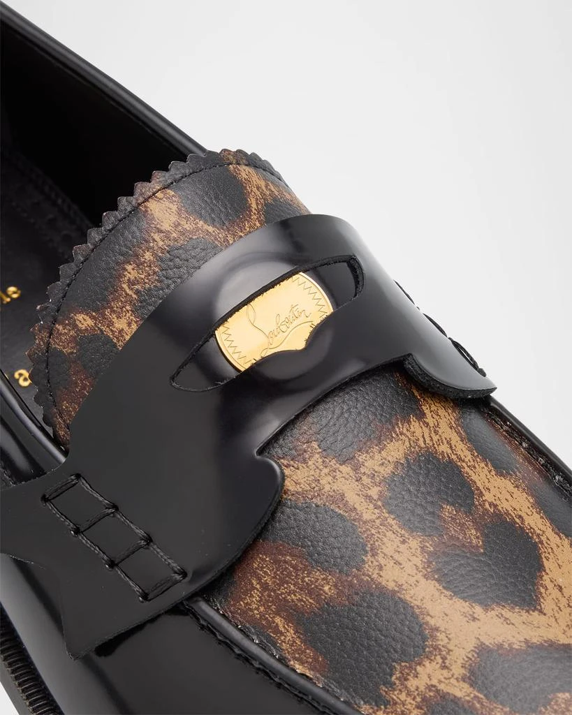 Christian Louboutin Men's Penny Leather Leopard-Print Loafers 4