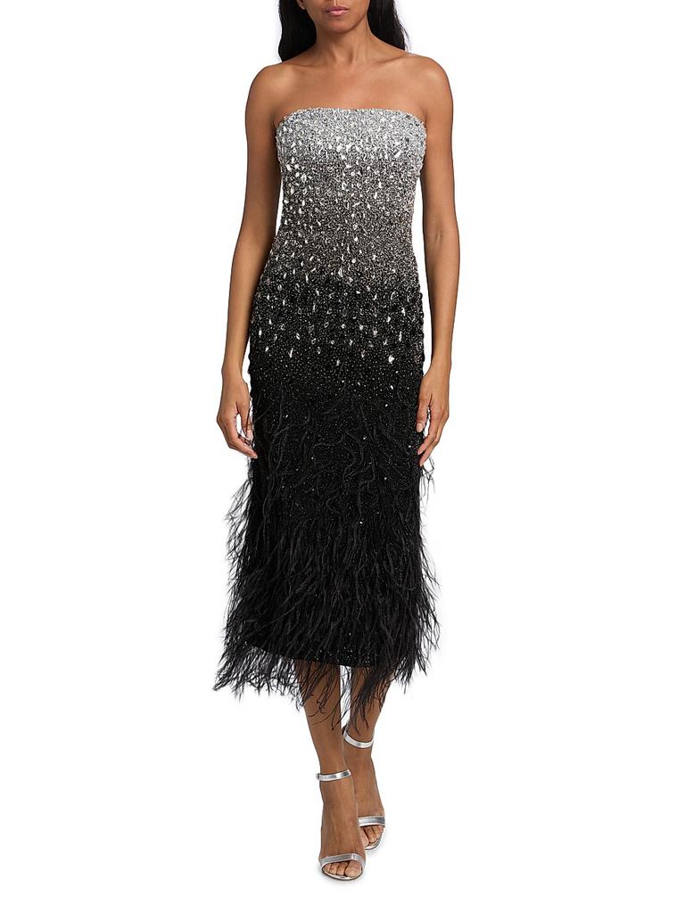 sachin and babi light blue dress Pamella Roland Sequined Draped Column Gown