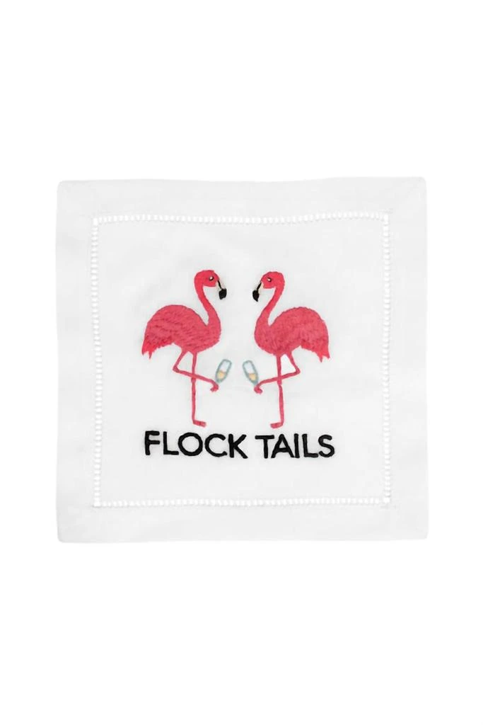 August Morgan Flock Tails Cocktail Napkins In White