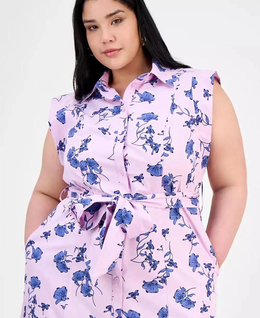 On 34th Trendy Plus Size Cotton Belted Midi Shirtdress, Exclusively at Macy's 4