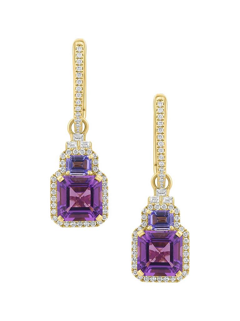 Saks Fifth Avenue Collection 14K Yellow Gold & Multi-Gemstone Halo Drop Earrings