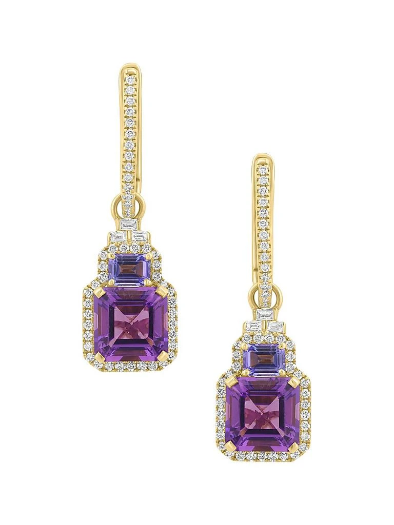 Saks Fifth Avenue Collection 14K Yellow Gold & Multi-Gemstone Halo Drop Earrings 1