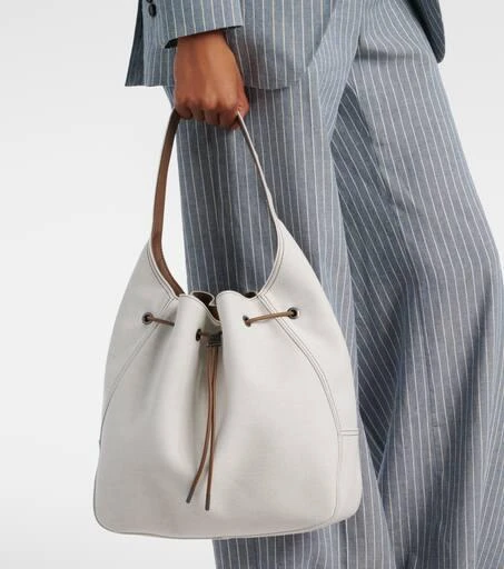 Brunello Cucinelli Foulard Large canvas bucket bag 7