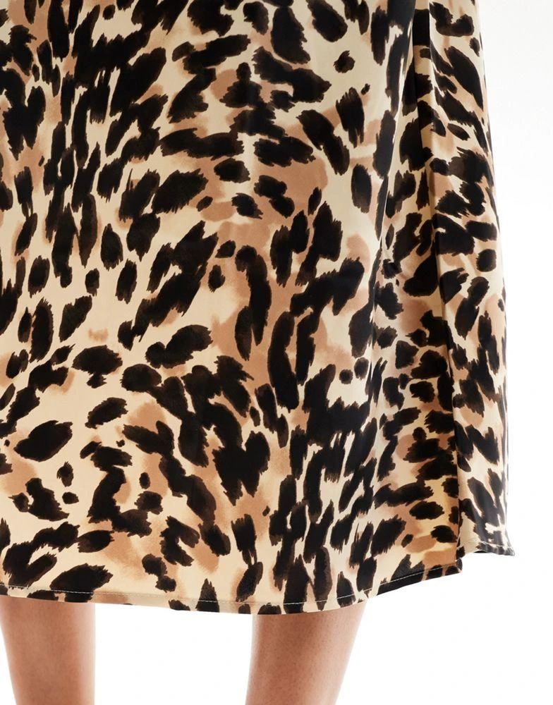 Y.A.S. YAS satin midi skirt in leopard print - MULTI 4