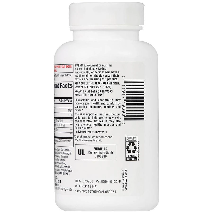 Walgreens Glucosamine Chondroitin Advanced Plus 1500 mg MSM Tablets (40 days) 5