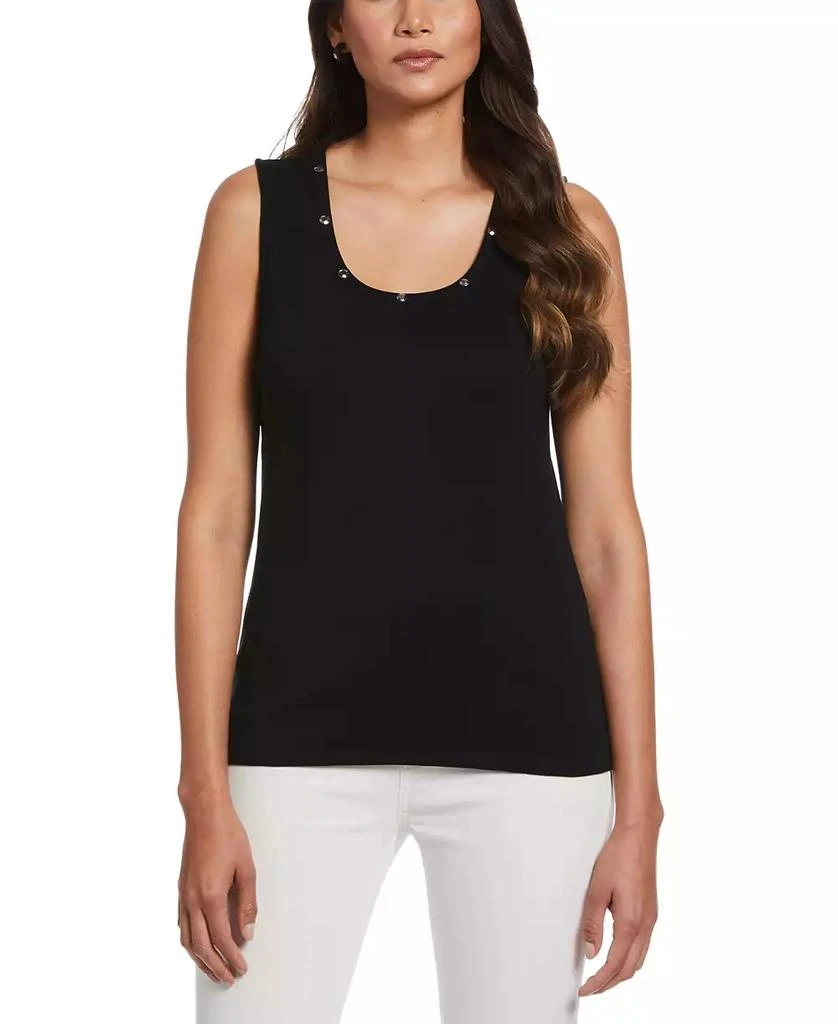 Rafaella Petite Rib Sleeveless Tank Crew Neck Top 1