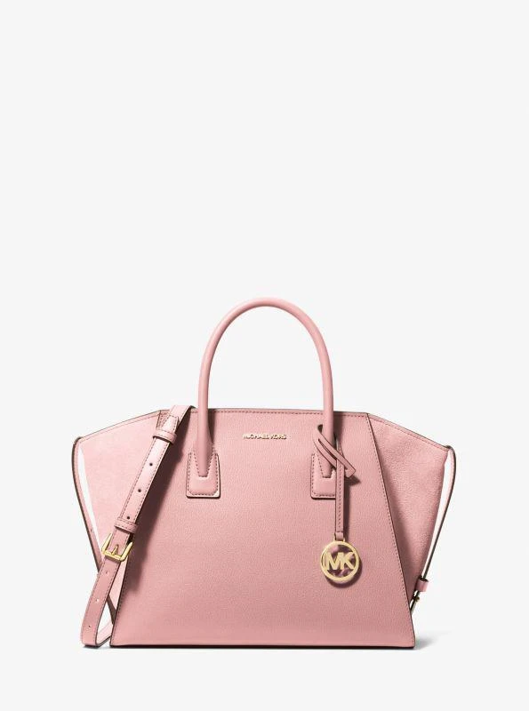 Michael Kors Avril Large Leather and Suede Satchel