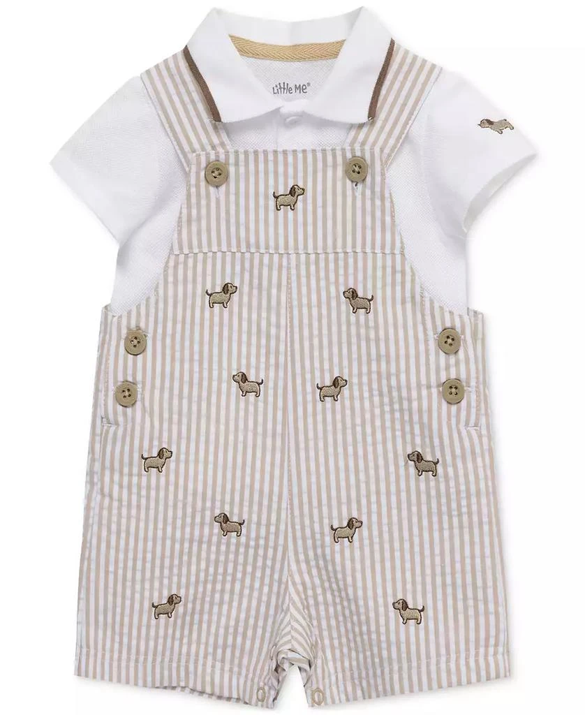 Little Me Baby Boys Cotton Puppies Polo Shirt & Shortall, 2 Piece Set 3