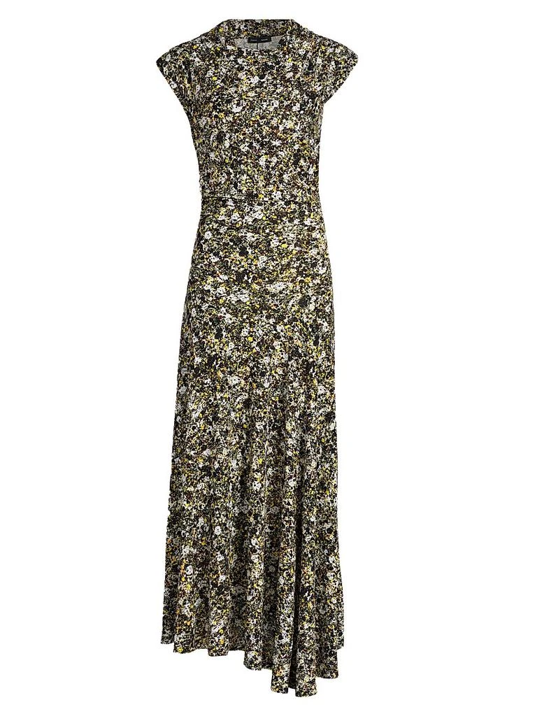 reiss livia printed cut out back midi dress Reiss Printed Cut Out Fitted Midi Dress in Green