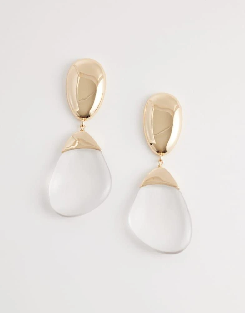ASOS ASOS DESIGN large pendant earrings with clear resin in gold tone
