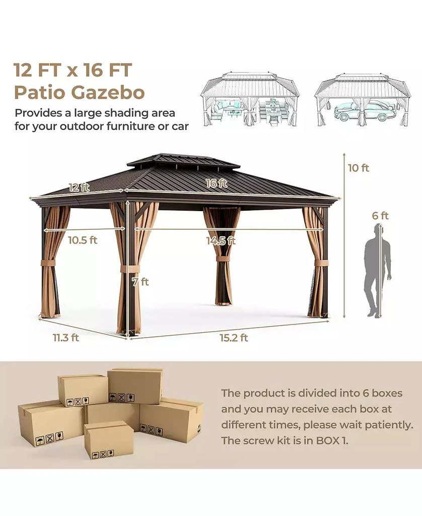 GIVIMO 12
 x 16
 Double-Roof Hardtop Gazebo with Galvanized Steel Roof 2