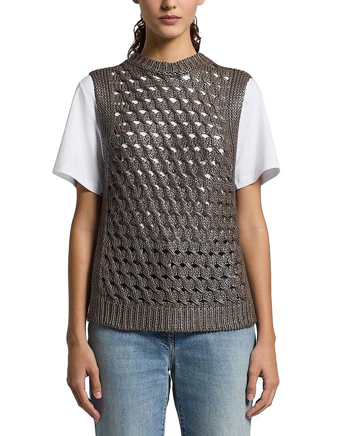 Peserico Vest in Cotton Yarn with Foil
