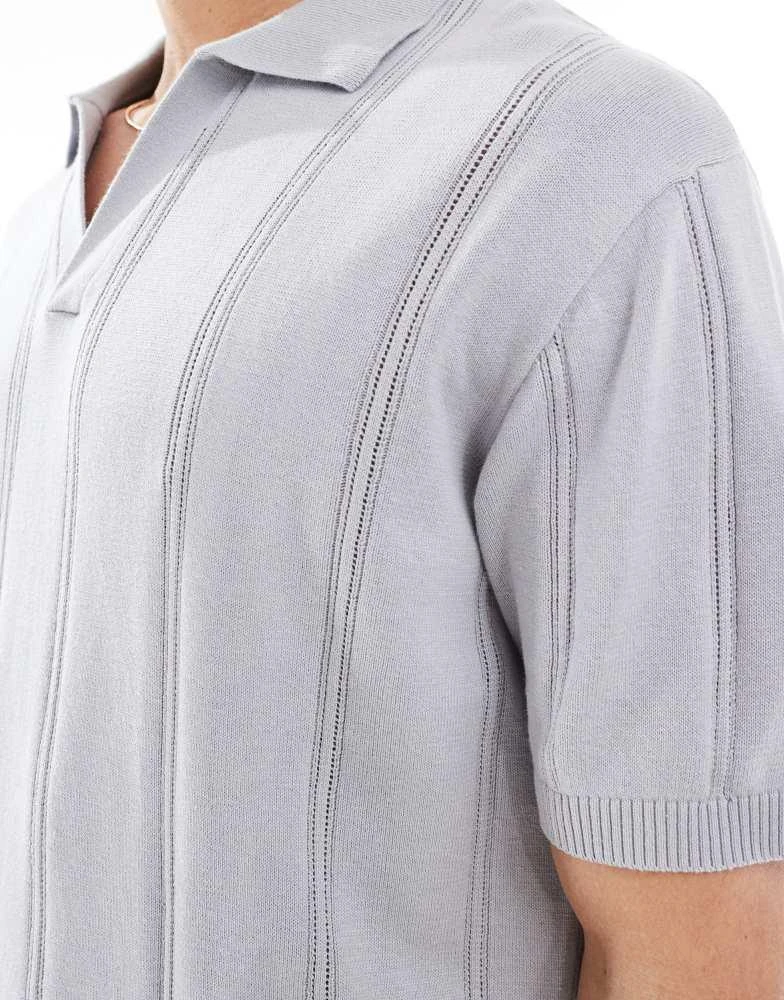 Bershka Bershka knitted polo shirt in blue 3