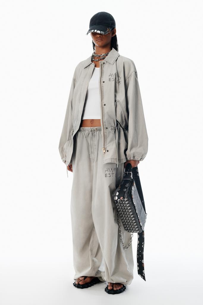 Alexander Wang grey parachute pants with logo print