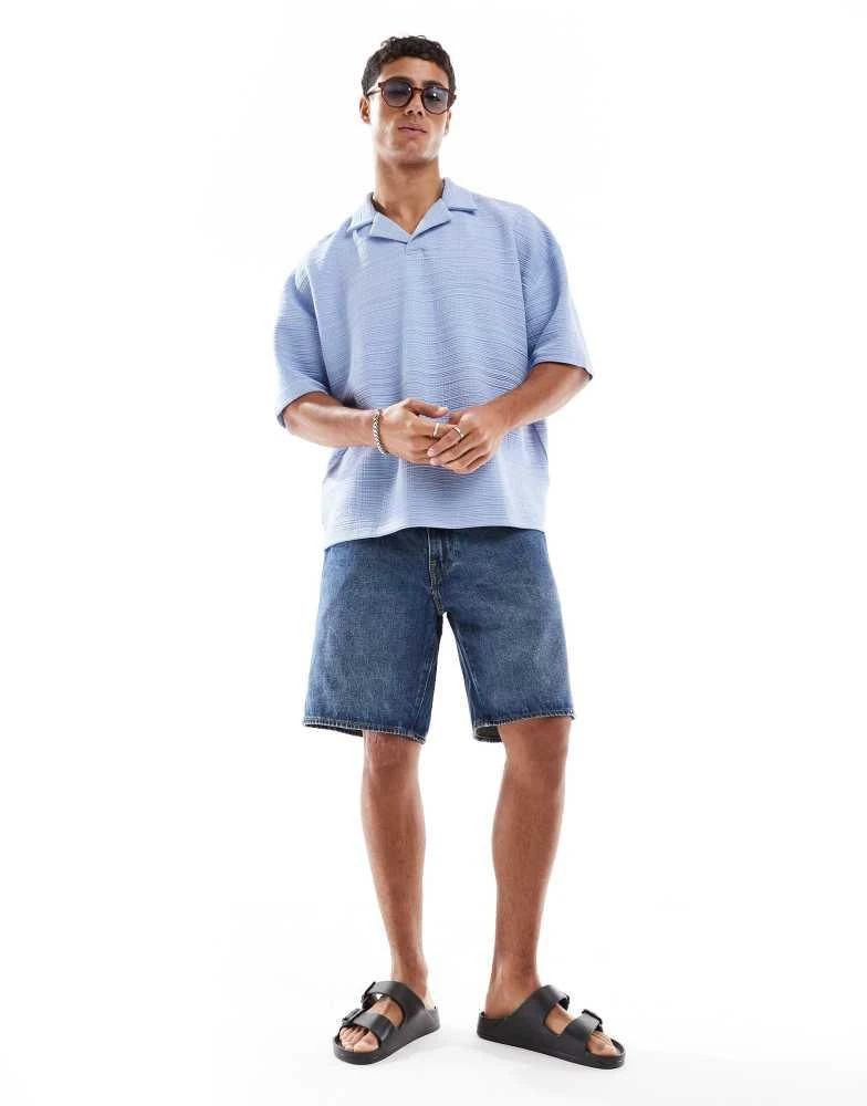 ASOS ASOS DESIGN oversized boxy polo in light blue 2