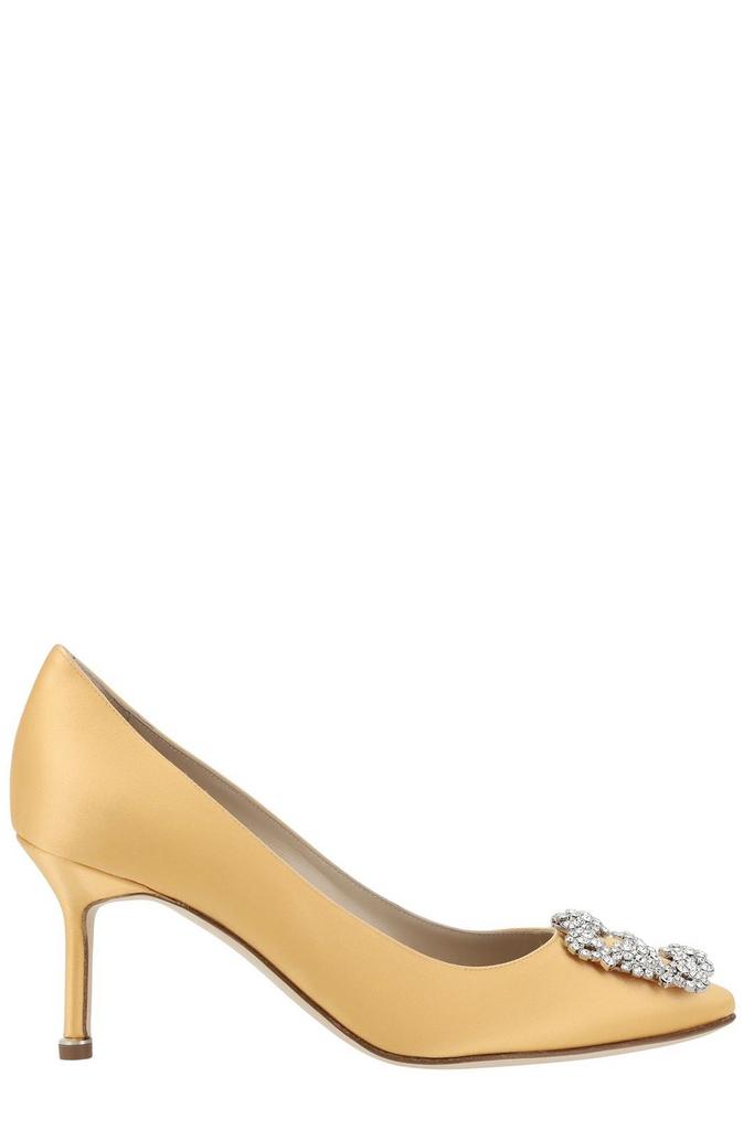 Manolo Blahnik Manolo Blahnik Hangisi Embellished Satin Pumps