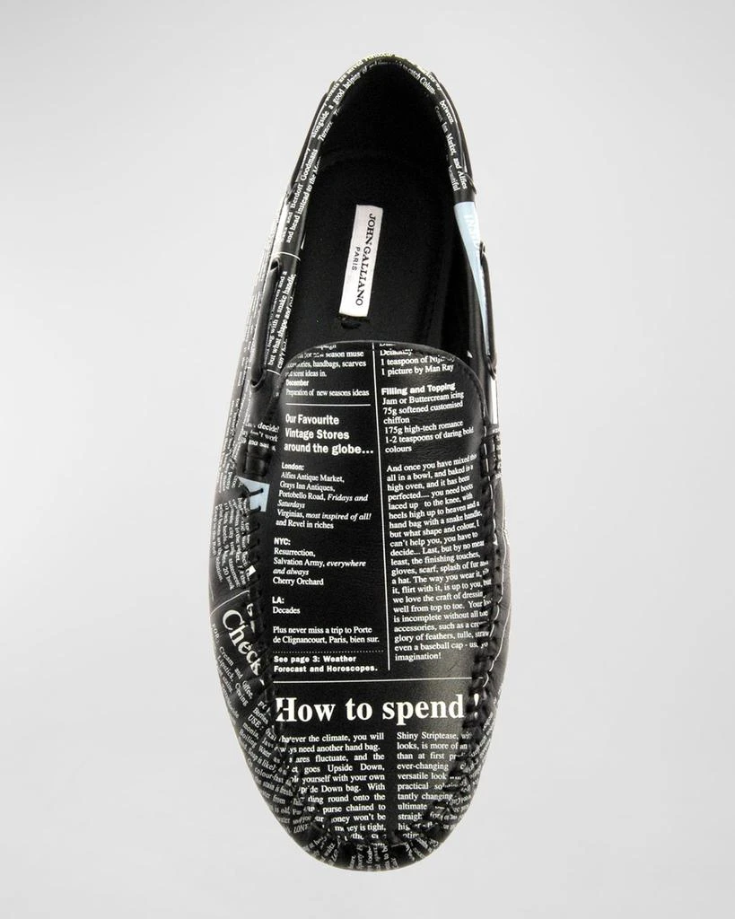 John Galliano Paris Men's Gazette-Print Leather Drivers 4