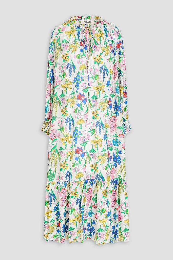 Diane von Furstenberg Fortina ruffle-trimmed floral-print habotai midi dress