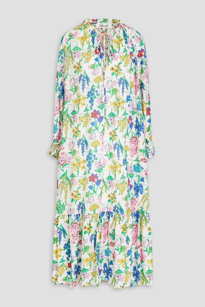 DIANE VON FURSTENBERG Fortina ruffle-trimmed floral-print habotai midi dress 1