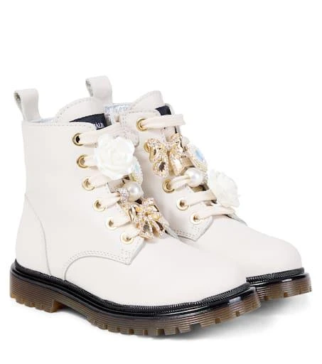 MONNALISA Embellished leather lace-up boots