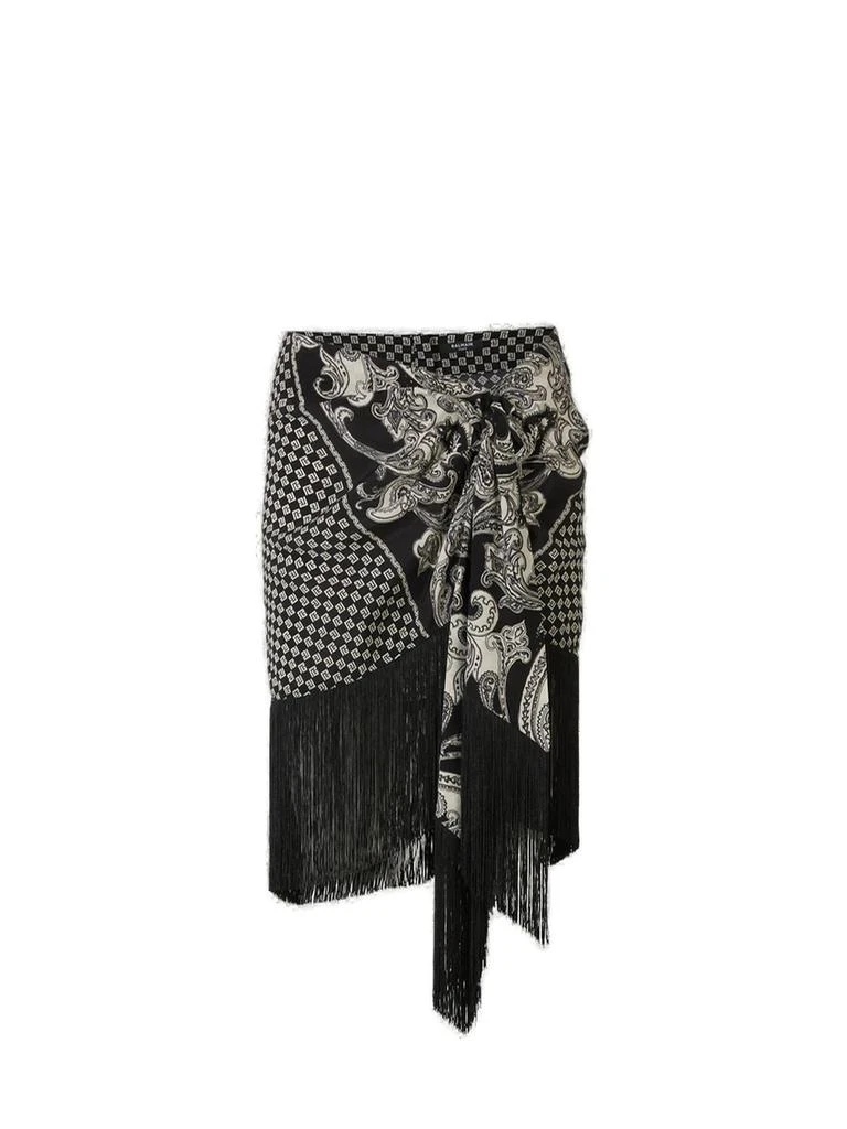 Balmain Balmain Fringed Scarf Skirt from Cettire