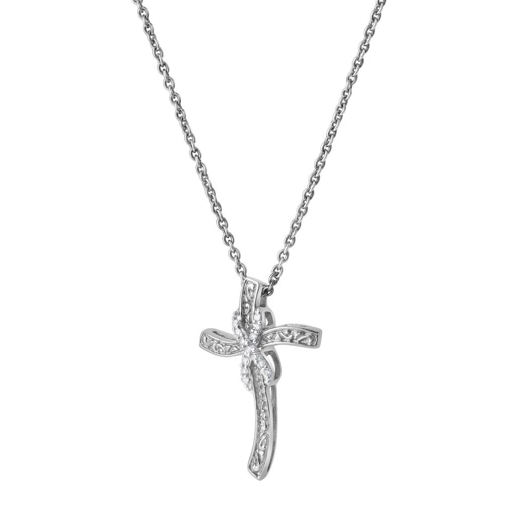 LuvMyJewelry Benedicta 10K Gold Diamond Cross Pendant - 0.05 CT 2