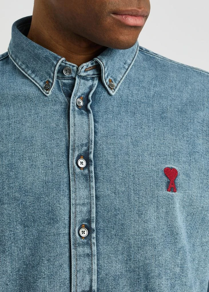 AMI Logo-embroidered denim shirt 5