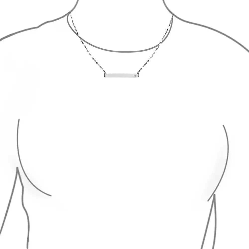 Bling Jewelry Horizontal Sideway Inspirational Flat Bar Name Plated Pendant Necklace .925 Sterling Silver Crystal Accent 2