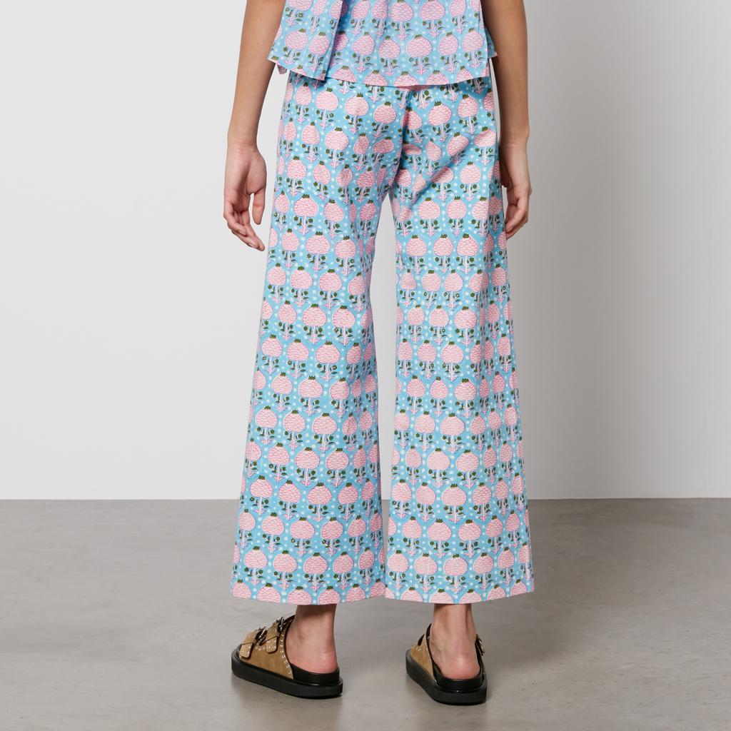 SZ Blockprints Disco Printed Denim Wide-Leg Trousers