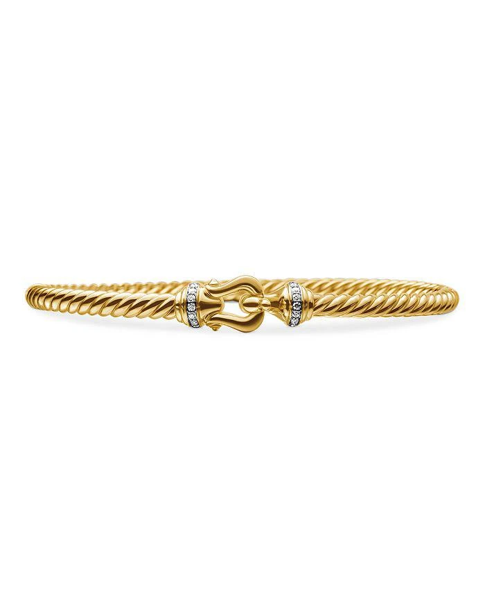 David Yurman Buckle Cablespira® Bracelet in 18K Yellow Gold with Diamonds, 3.5mm